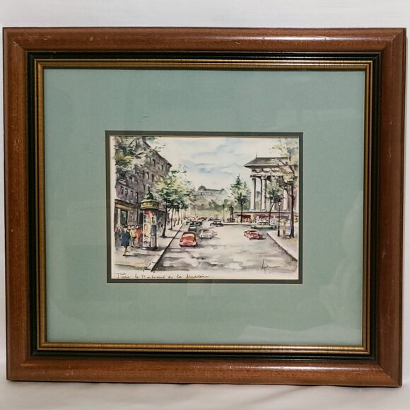 Le boulevard de la madeleine CROWN FINE ARTS FRAMED PAINTING CAROLINA MIRROR - Picture 1 of 12